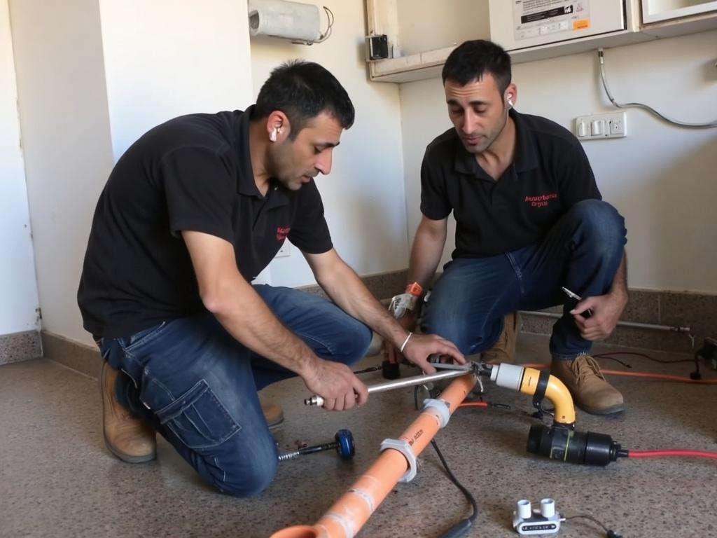 קובי האינסטלטור מתקין צינור זמני במערכת סולארית