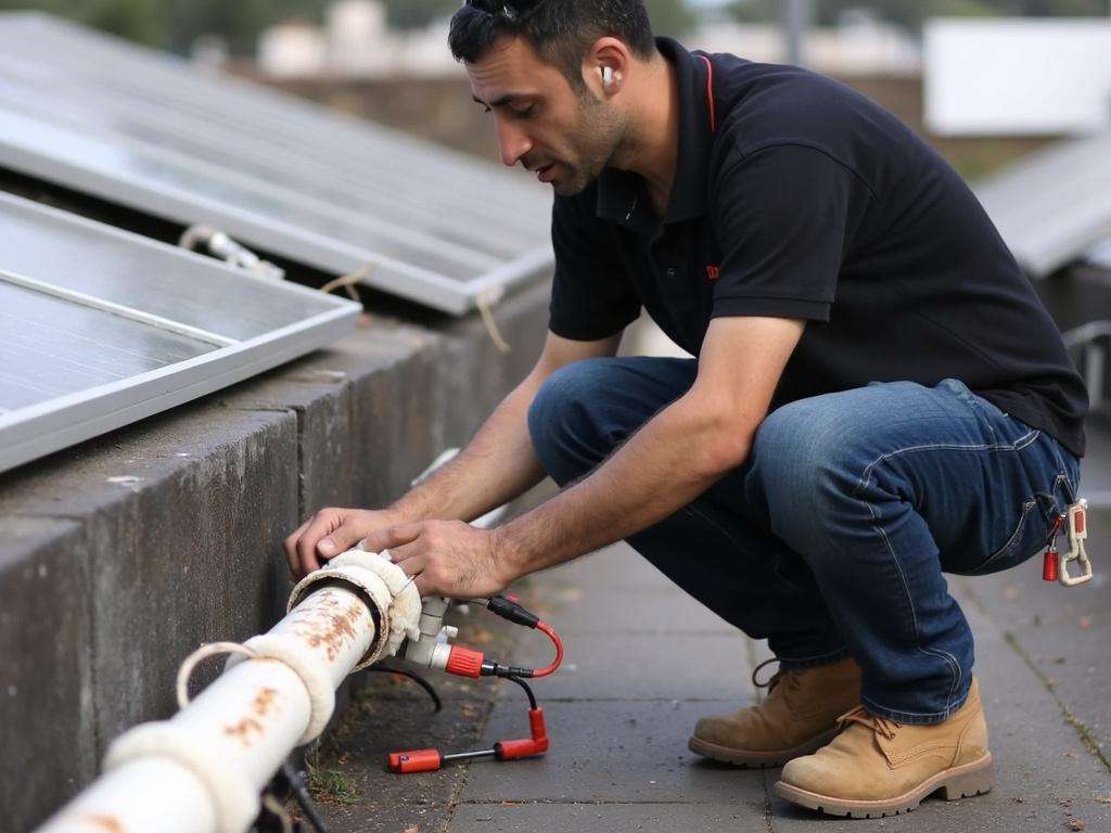 קובי האינסטלטור בוחן בידוד פגום במערכת סולארית