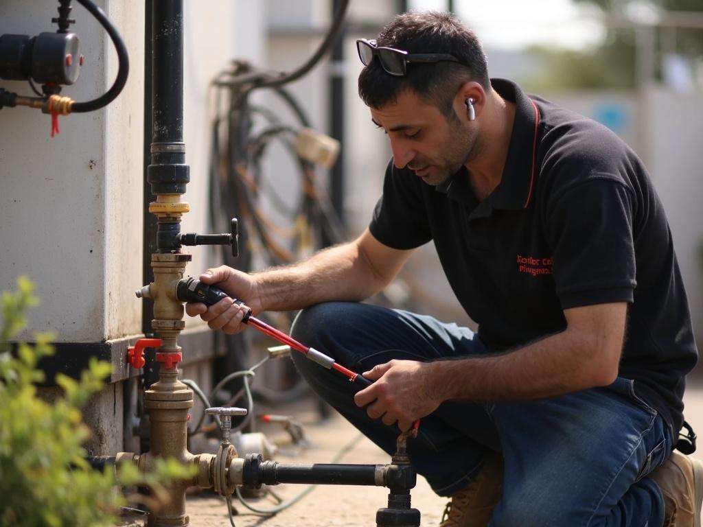 קובי האינסטלטור מטפל באוויר כלוא במערכת סולארית