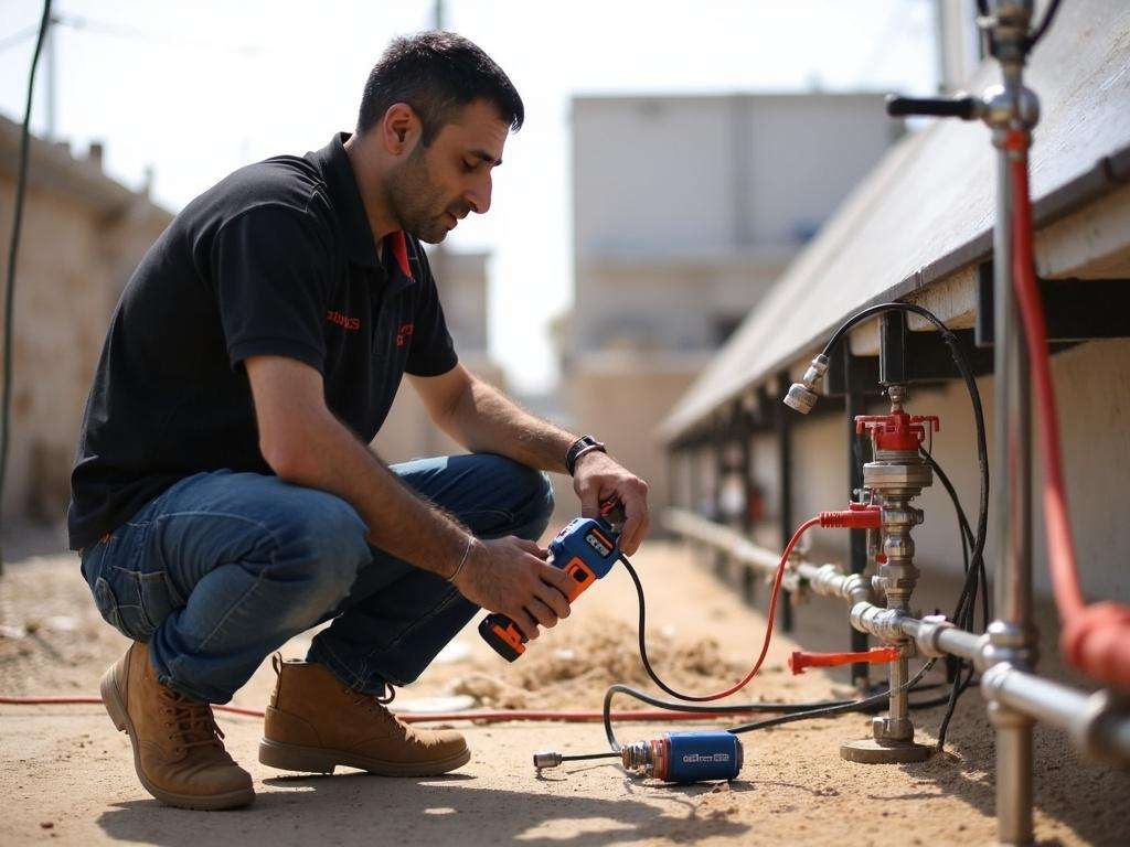 קובי האינסטלטור בודק טמפרטורת מים במערכת סולארית