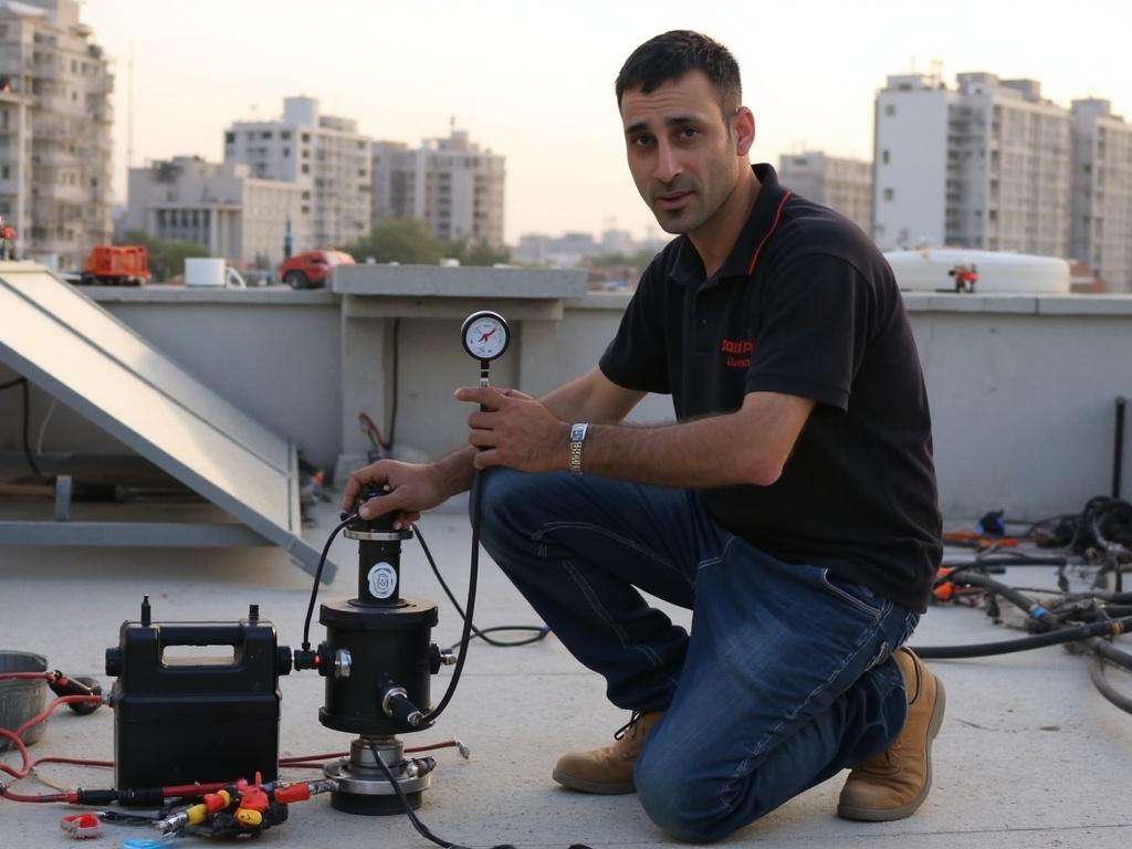 קובי האינסטלטור בודק מערכת סולארית על הגג