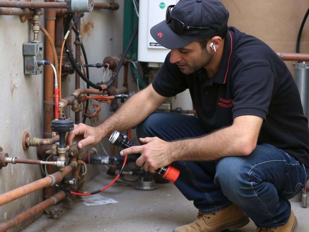 קובי האינסטלטור בודק נזקי חלודה במערכת סולארית