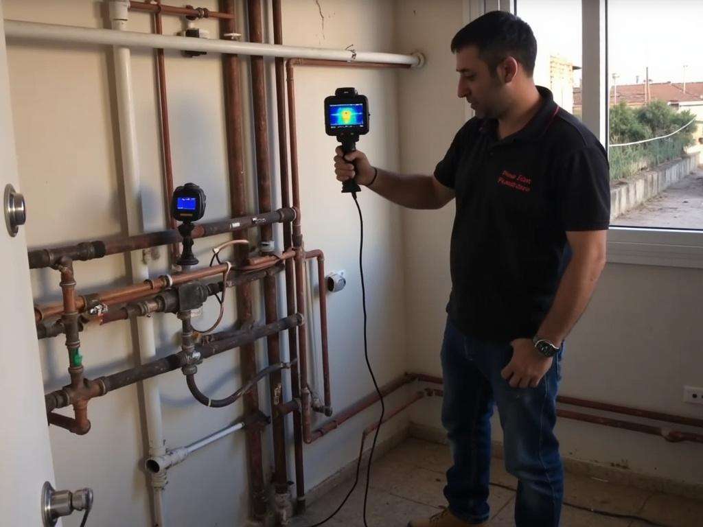 קובי האינסטלטור בודק איבוד חום בצנרת סולארית