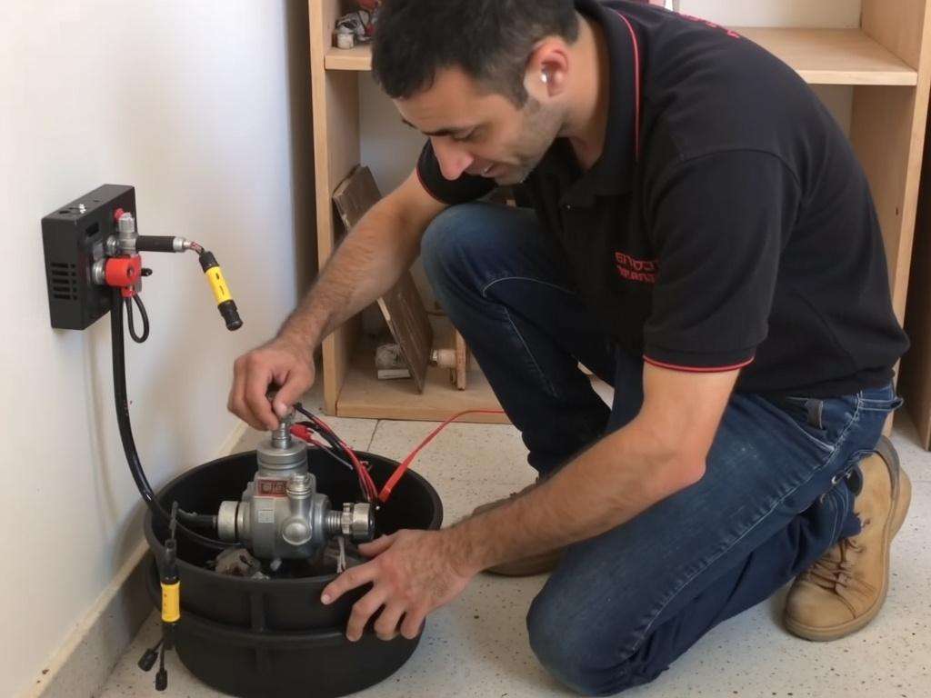קובי האינסטלטור מתקין מיגון למשאבה