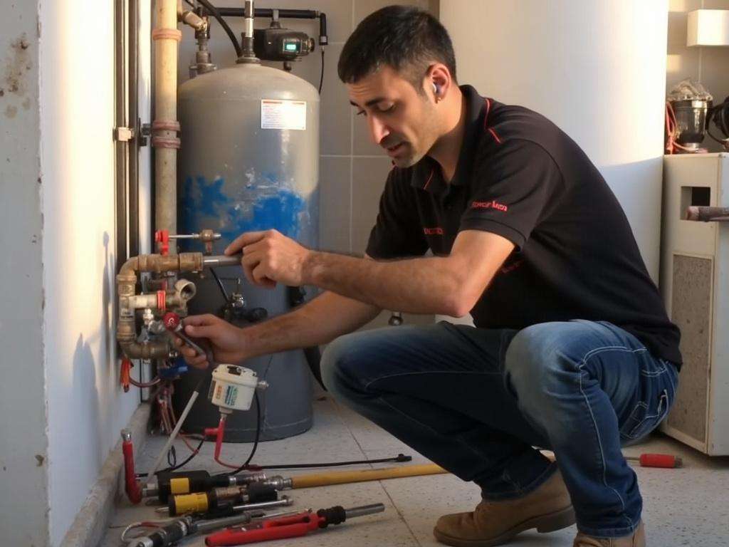 קובי האינסטלטור מתקין רכיבים חדשים במערכת סולארית