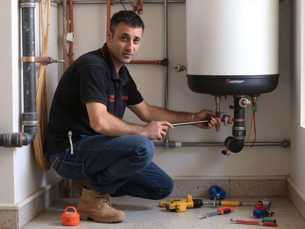 קובי האינסטלטור מתקין מיכל התפשטות במערכת סולארית