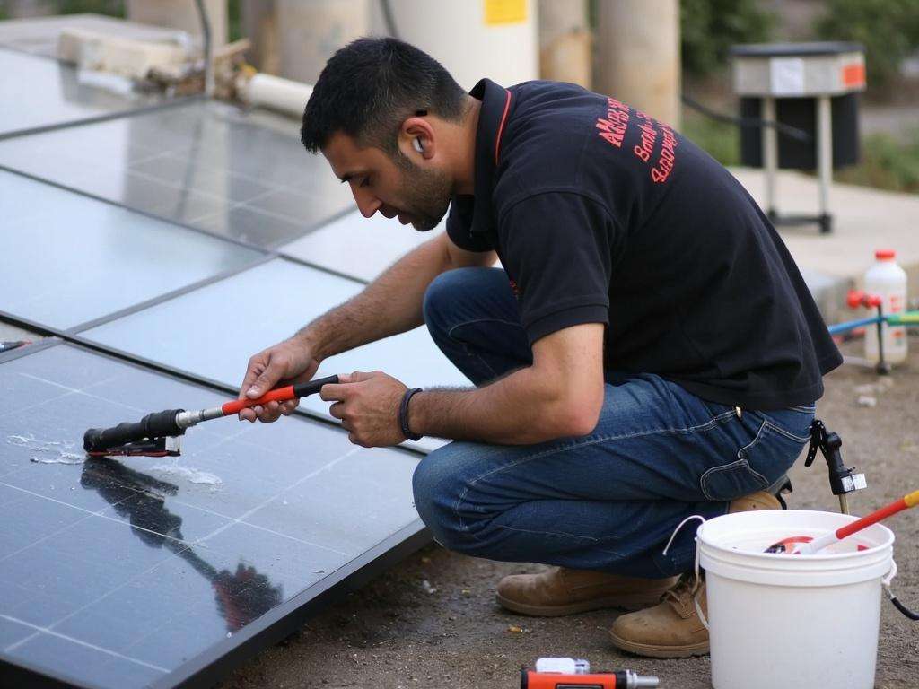 קובי האינסטלטור מבצע ניקוי יסודי של קולט סולארי