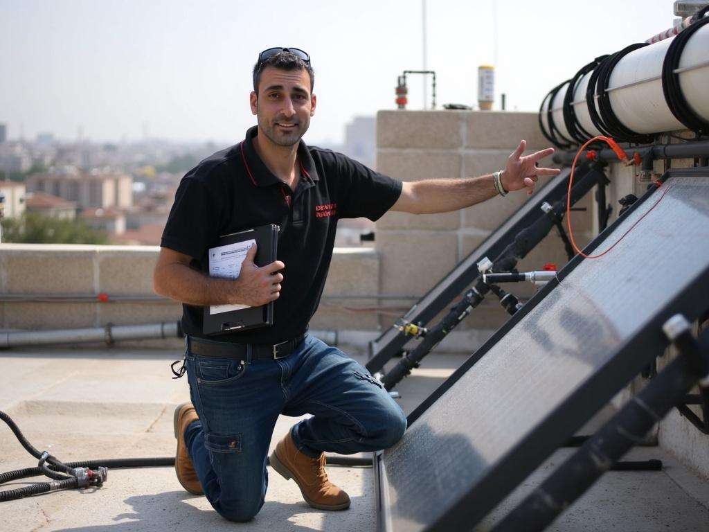 קובי האינסטלטור מדגים פעולת מערכת סולארית מרכזית