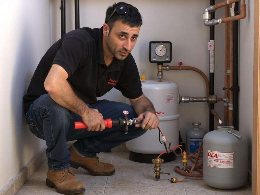 קובי האינסטלטור מבצע החלפת ברז הפחתת לחץ במערכת סולארית