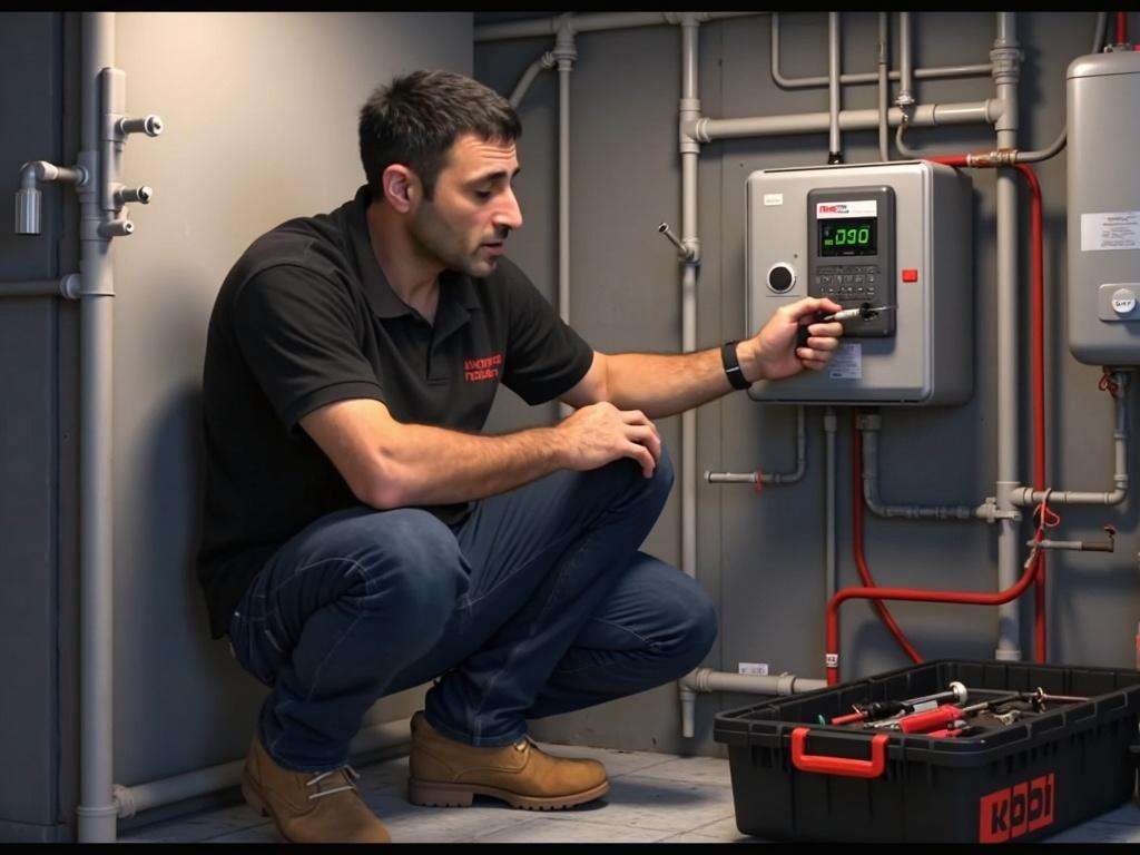 קובי האינסטלטור מתקין תרמוסטט דיפרנציאלי בבניין מגורים