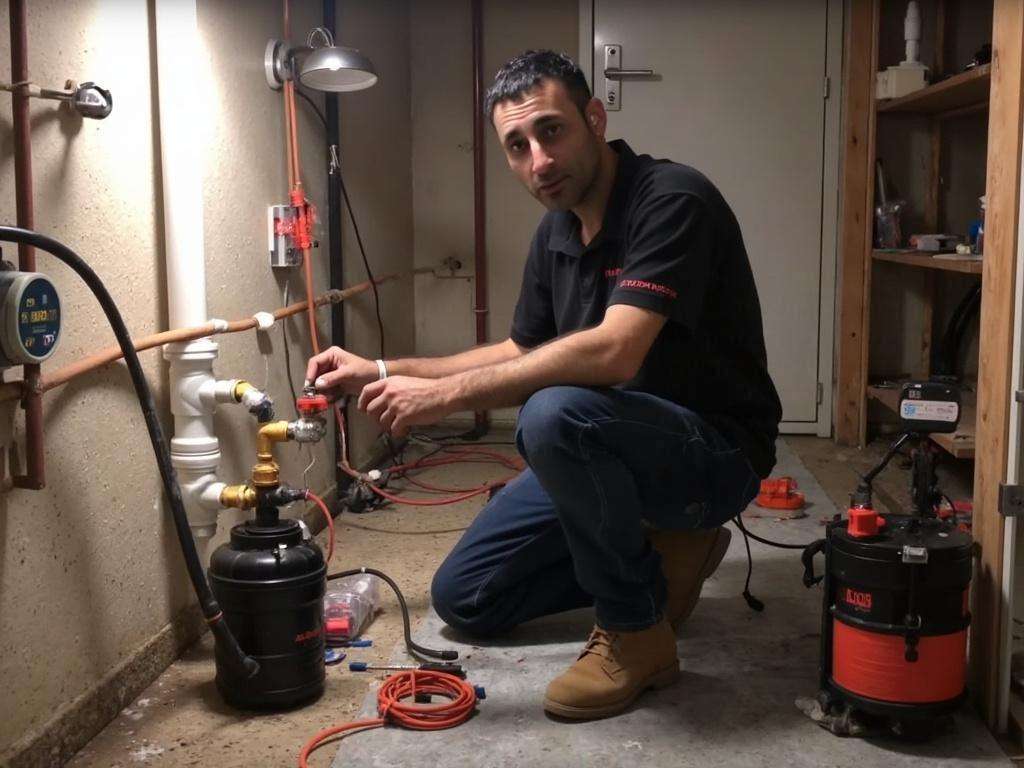 קובי האינסטלטור מחליף משאבת ביוב