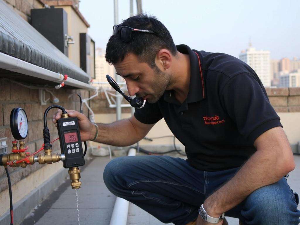 קובי האינסטלטור מאתר תקלה בשסתום פורק לחץ במערכת סולארית