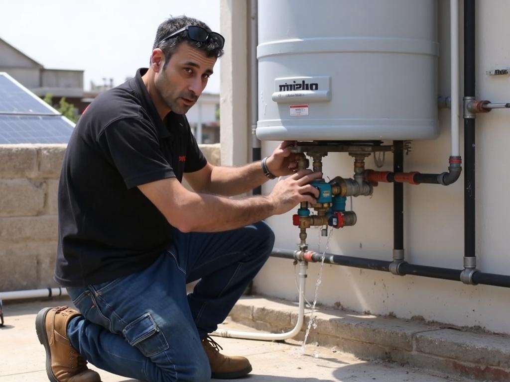 קובי האינסטלטור מאתר תקלה בשסתום פורק לחץ במערכת סולארית