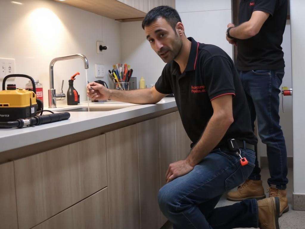 קובי האינסטלטור מתקין מסנן בכיור מטבח