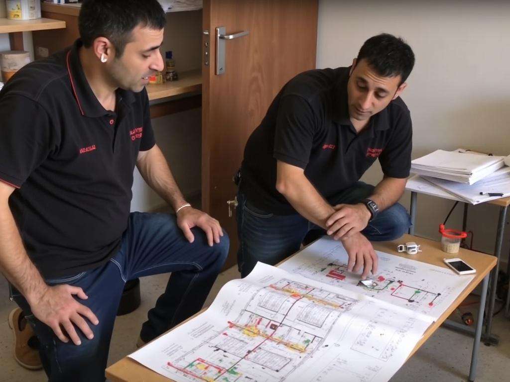קובי האינסטלטור מייעץ למנהל בניין על התקנת משאבות סחרור