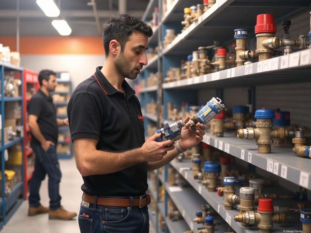 קובי האינסטלטור בוחר שסתום פורק לחץ איכותי בחנות אינסטלציה
