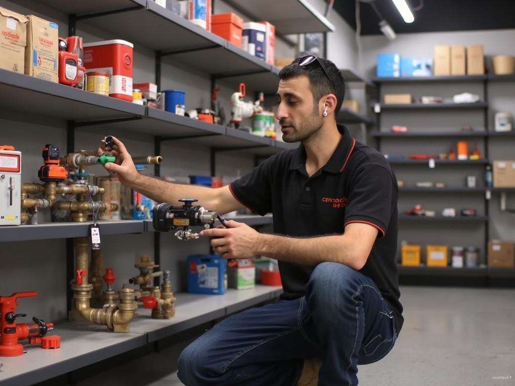 קובי האינסטלטור בוחר שסתום פורק לחץ איכותי בחנות אינסטלציה