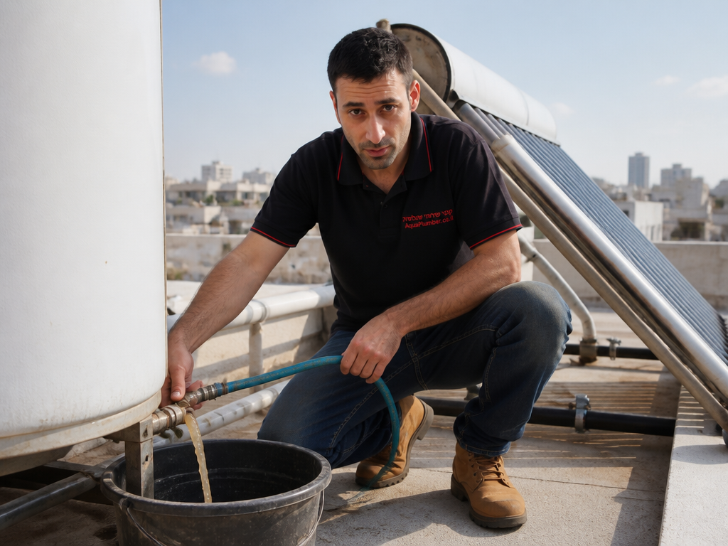 ניקוי אבנית תקופתי מדוד שמש בגג הבית מונע רעשים ותקלות עתידיות