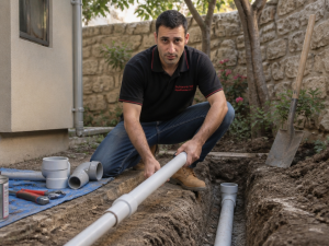 החלפת קו ביוב ראשי, צנרת ביוב, תיקון ביוב, אינסטלטור, חפירת ביוב