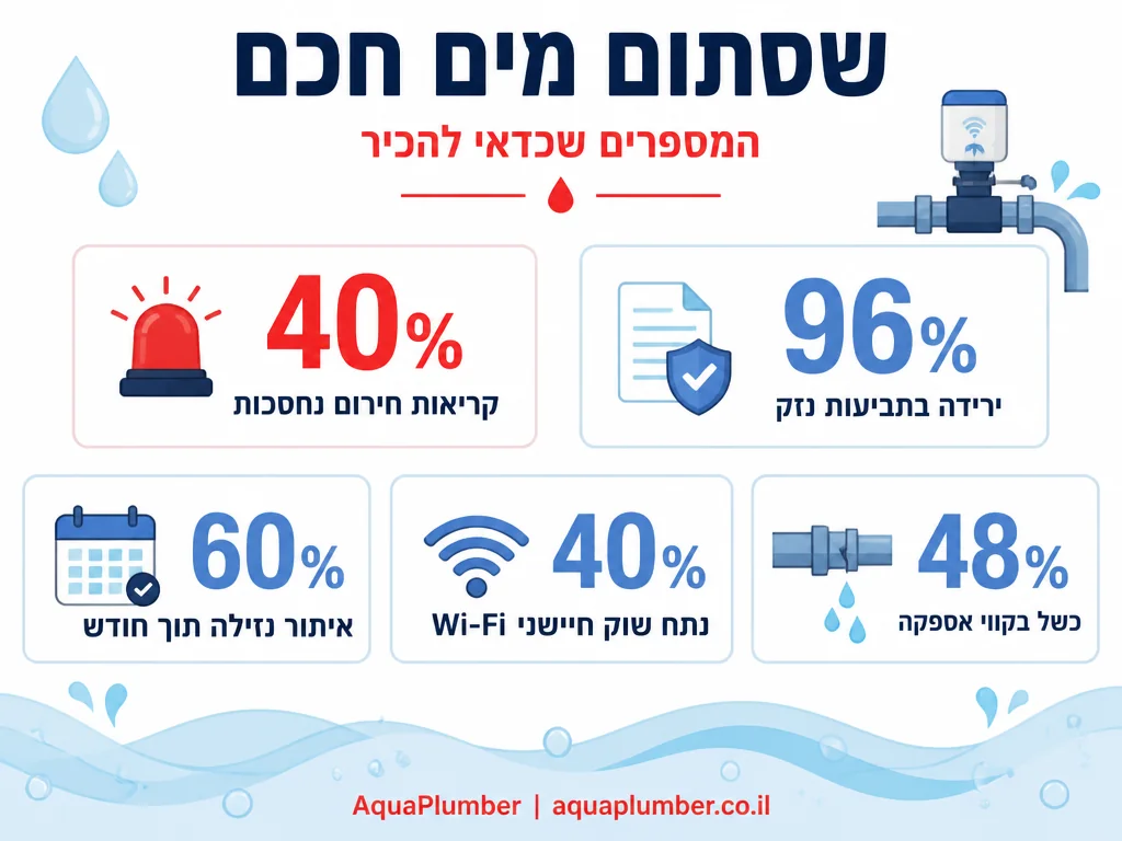 אינפוגרפיקה על יתרונות שסתום סגירה אוטומטי למים בבית