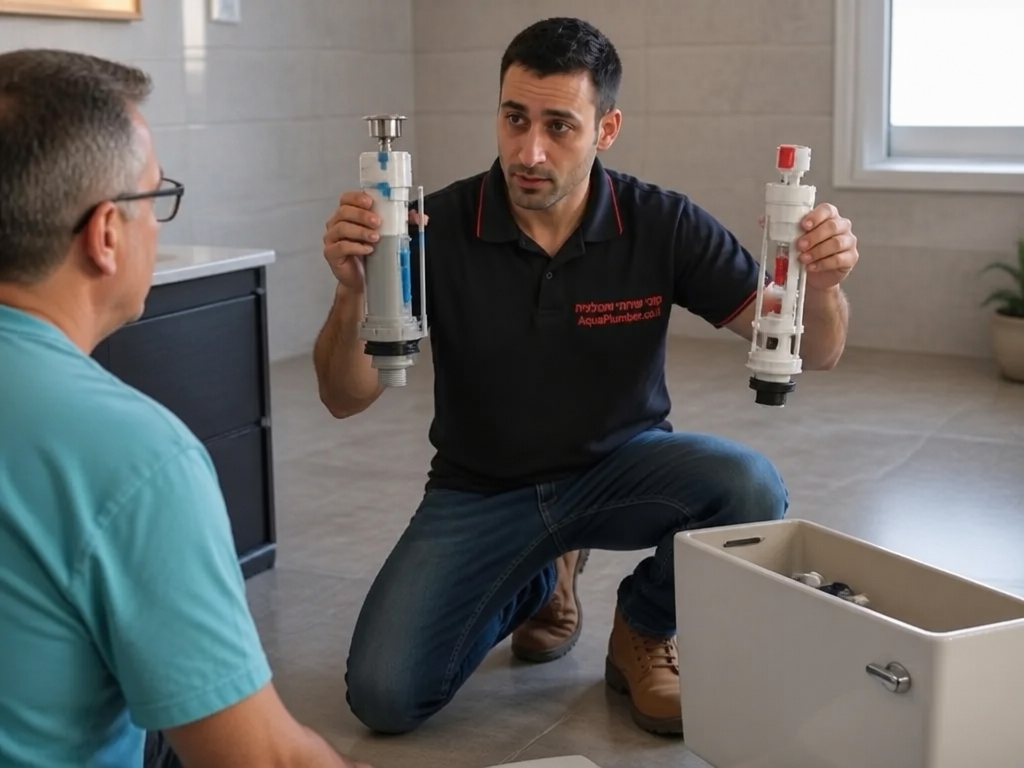 קובי משווה בין מנגנוני הדחה שונים כדי לייעץ ללקוח על אסלה מתאימה